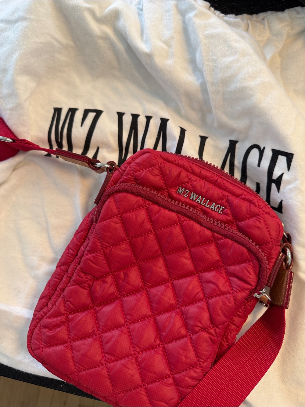 MZ Wallace Cherry Red Quilted Crossbody Bag - Picture 6 of 6